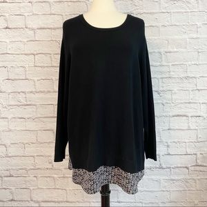 Croft & Barrow Black Sweater Contrasting Shirt Hem